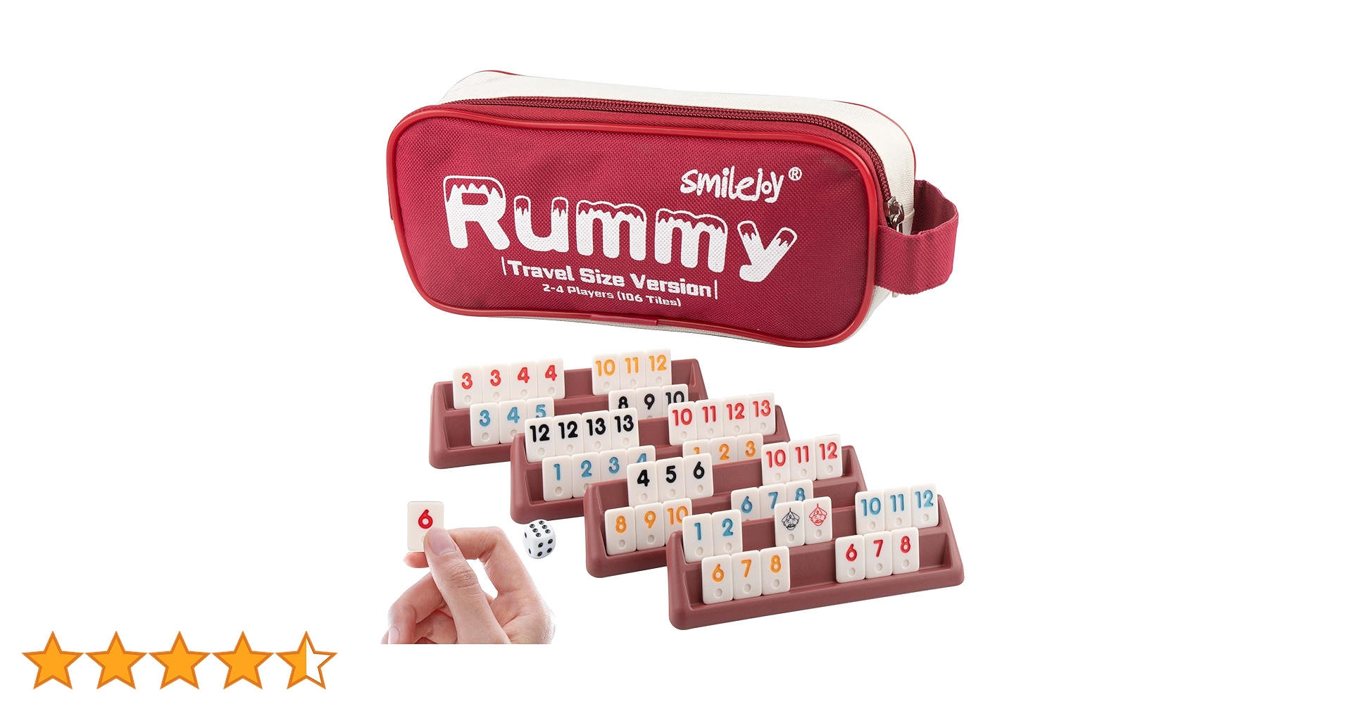 Smilejoy Mini Rummy Game,Travel Size Rummy Cube with Durable